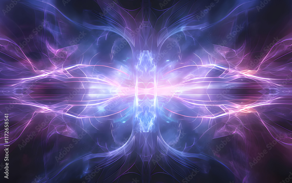 Obraz premium a purple and pink abstract fractal image with a purple and green pattern. Generative AI
