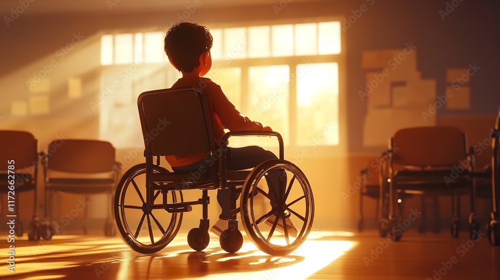 Modern wheelchair on a hospital corridor Modern wheelchair on a hospital corridor