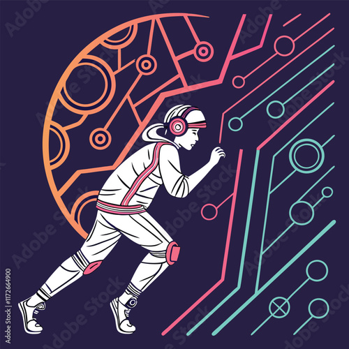sci fi inspired-vector-design-with-glowing-circuit