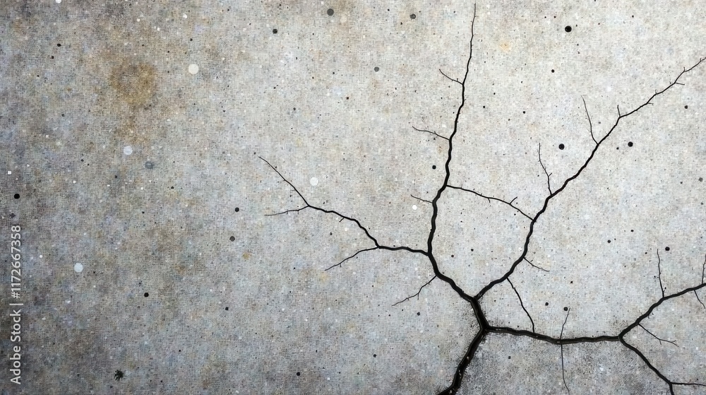 Fototapeta premium Abstract crack pattern on a speckled surface resembling a dried earth texture