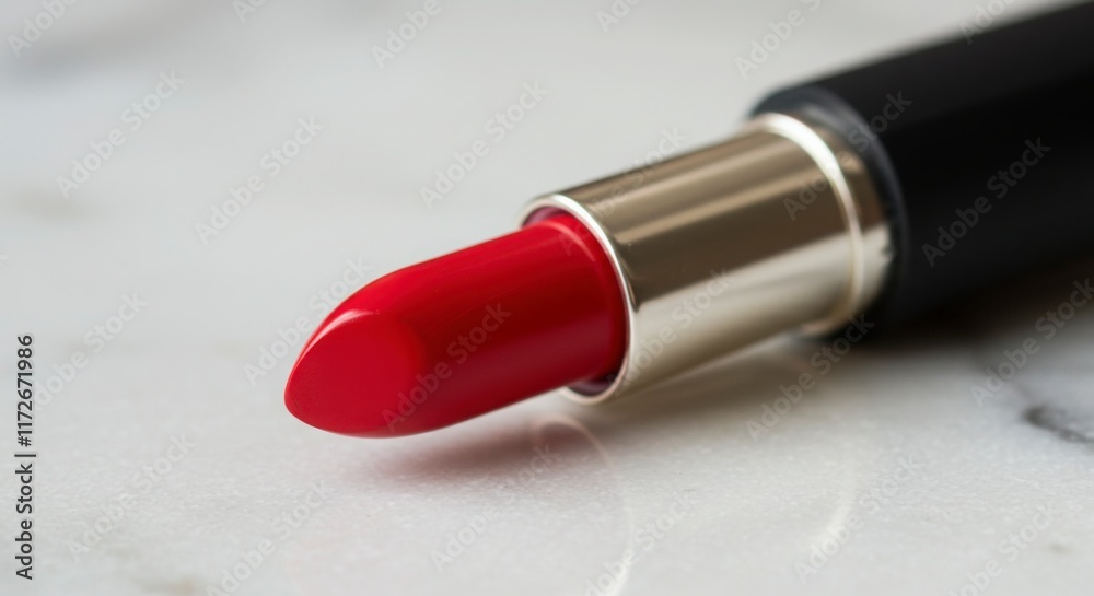 Close Up of Red Lipstick on Marble Surface Close Up of Red Lipstick on Marble Surface