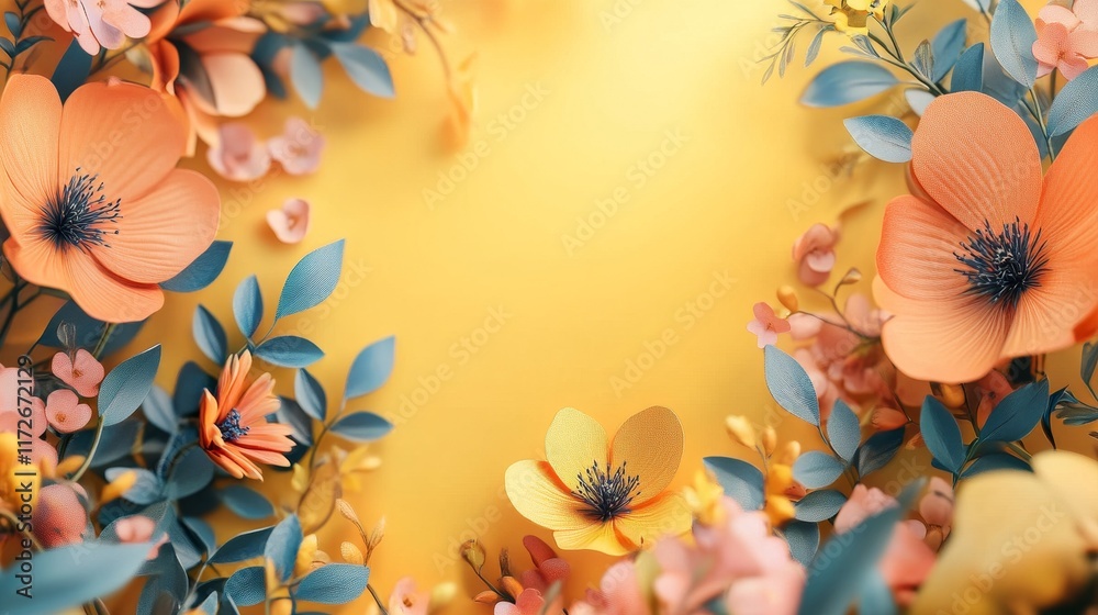 Obraz premium Floral Delight: A Symphony of Peach and Yellow Blossoms