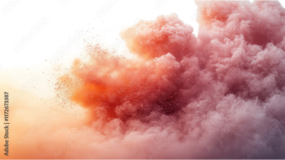Fototapeta premium Minimalist firework display on a clean white backdrop, emphasizing vibrant colors and intricate patterns against a stark canvas.