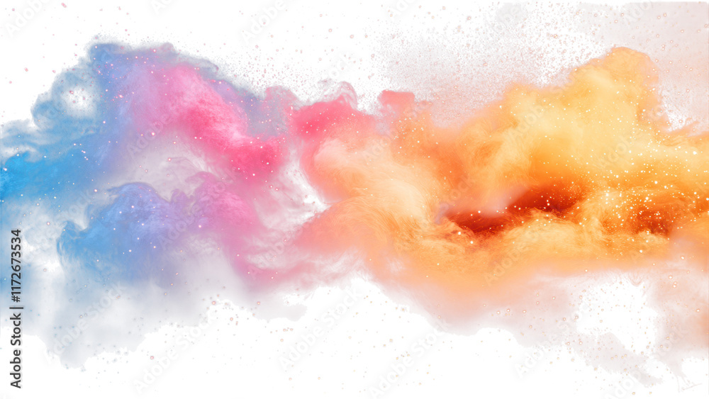 Obraz premium Minimalist Firework Display on White Background, striking visual contrast, vibrant colors, celebratory essence, simplicity in design