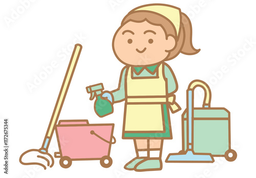 Maid girl for clip art.