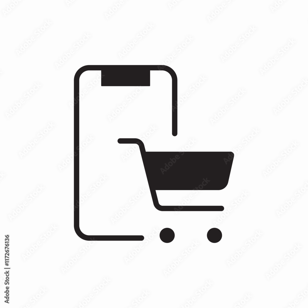 Mobile shopping cart app icon vector sign Mobile shopping cart app icon vector sign