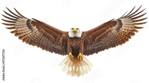 A majestic eagle with outstretched wings, showcasing its powerful presence and beauty. photo