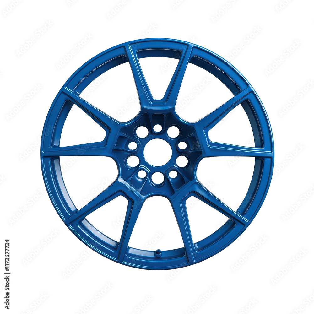 Obraz premium Blue Industrial Wheel with Central Axis Design