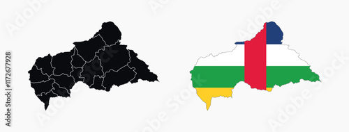 
Central African Republic Map vector icon. Map of Central African Republic in Flag colors.