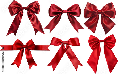 set of red bows isolated