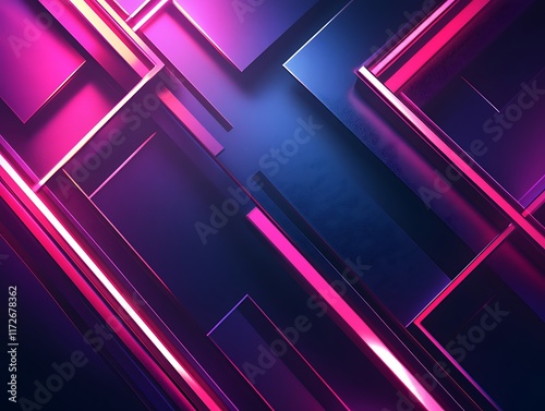 Abstract Geometric Design with Pink and Purple Neon Lines