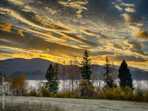 Wallpaper Mural The landscape of Carpathian Mountains in the sunny weather. Perfect weather condition in the autumn season Torontodigital.ca