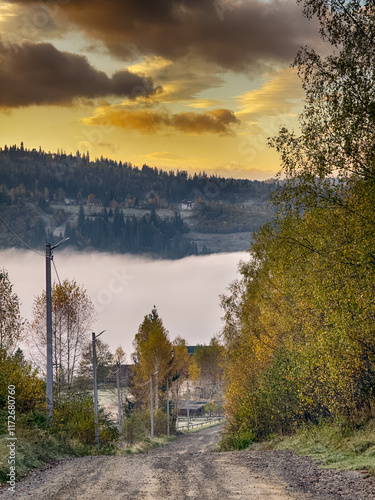 Wallpaper Mural The landscape of Carpathian Mountains in the sunny weather. Perfect weather condition in the autumn season Torontodigital.ca