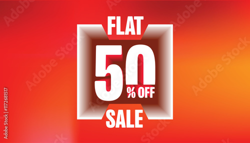 Flat 50% off banner with logo. Special Offers 50% Discount Tag, Flat 50% Percent Off, big offer, Sale, flat, Special Offer Label, Sticker, Tag, Banner, Advertising with red Background.