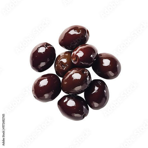 Black Olive Arrangement: A close-up capture of a cluster of plump, shiny black olives. Each olive presents a unique form, displaying a testament to the perfection of nature.