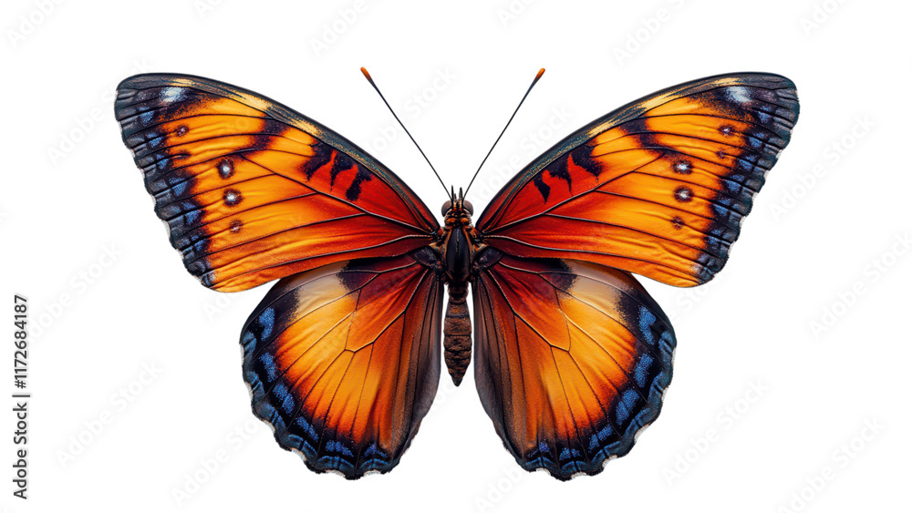 Fototapeta premium Elegant Butterfly on White Canvas, a minimalist design showcasing delicate wings in a serene composition, emphasizing grace and simplicity