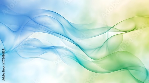A vibrant abstract background with flowing gradient waves in shades of blue and green