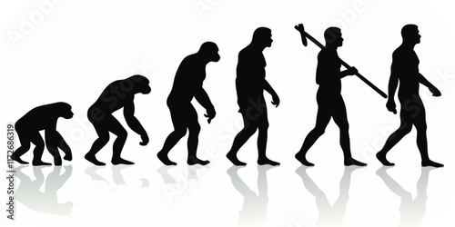 evolution of humankind silhouette vector illustration for educational and design use, 