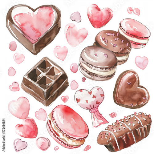 Sweet Delights: Macarons and Chocolate Hearts