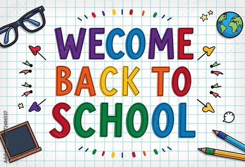 Colorful back to school concept with 3D letters and educational design.