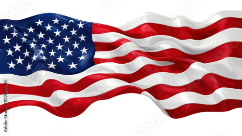 Wallpaper Mural Simple American flag design, clean white backdrop, minimalistic approach, emphasizing bold colors and shapes, striking visual impact Torontodigital.ca