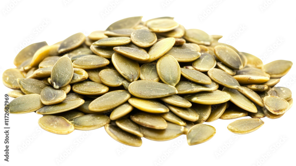 A pile of raw pumpkin seeds , isolated on transparent background A pile of raw pumpkin seeds , isolated on transparent background