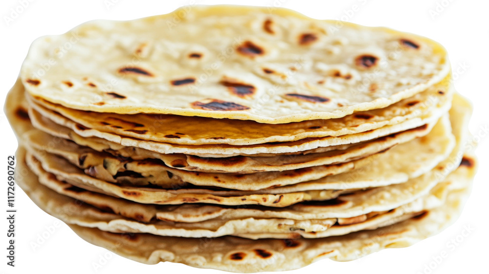 A stack of tortillas, isolated on transparent background A stack of tortillas, isolated on transparent background