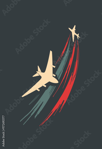 Dynamic Aircraft Icon: High-Speed Motion Blur Graphics Featuring Minimalist Airplane Silhouettes
