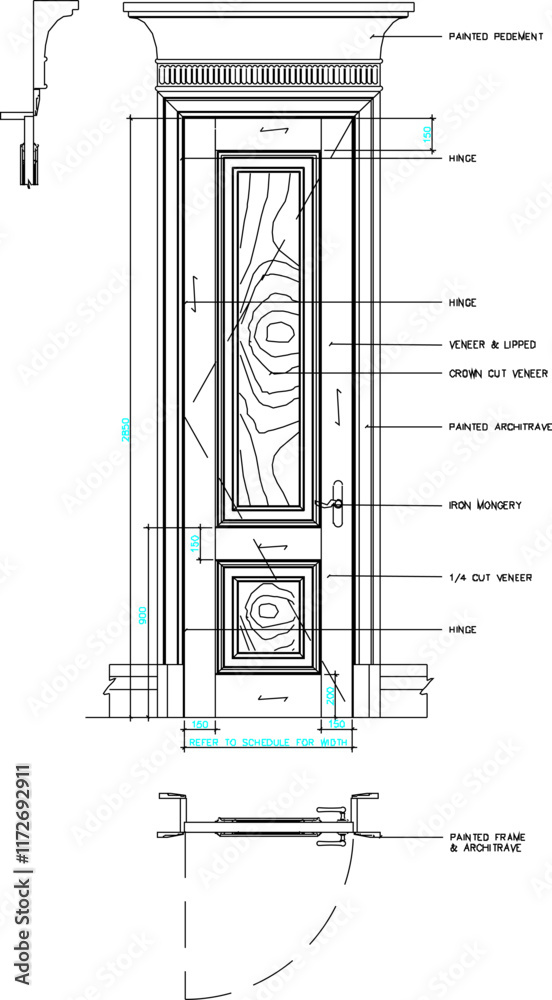 vector sketch illustration of the silhouette of a teak wood door design with classic vintage ethnic traditional carving details with a size scale.eps vector sketch illustration of the silhouette of a teak wood door design with classic vintage ethnic traditional carving details with a size scale.eps