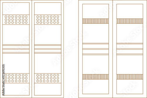 vector sketch illustration of the silhouette of a modern abstract wooden door design for a large house.eps