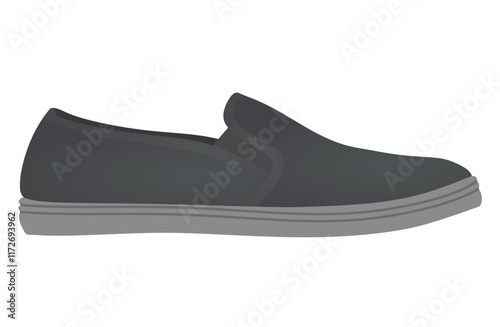 Black  loafer shoes. vector illustration