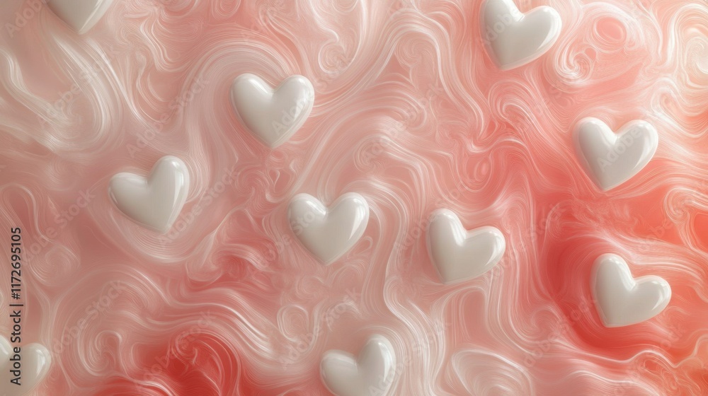 A soft, swirled background with white hearts, evoking a romantic and playful atmosphere. A soft, swirled background with white hearts, evoking a romantic and playful atmosphere.