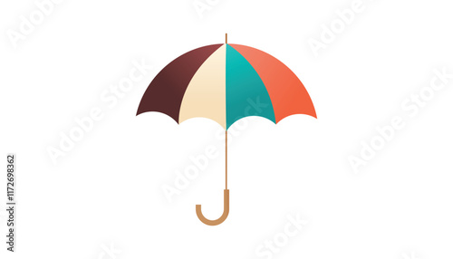Open vector umbrellas set, rain protection, vector cartoon illustration isolated on a white background