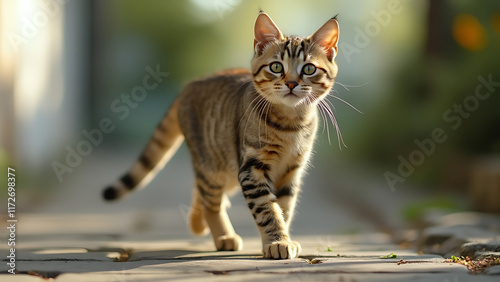 Smiling Cats Walking Towards the Edge in Monochrome photo