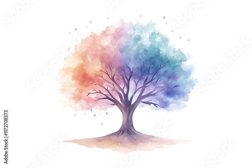 Vibrant abstract digital art depicting a colorful multi colored tree photo