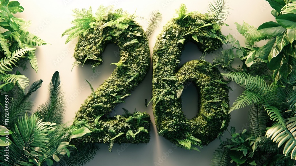 Number 26 covered in moss and lush foliage. Number 26 covered in moss and lush foliage.