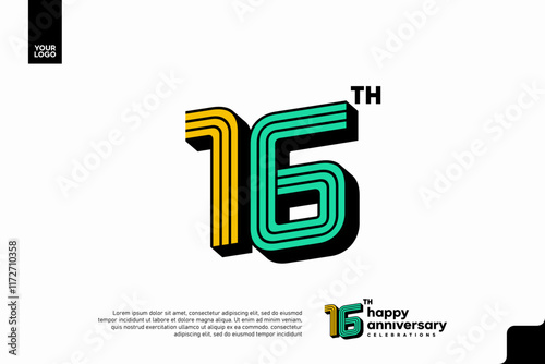 Number 16 logo icon design, 16th birthday logo number, anniversary 16