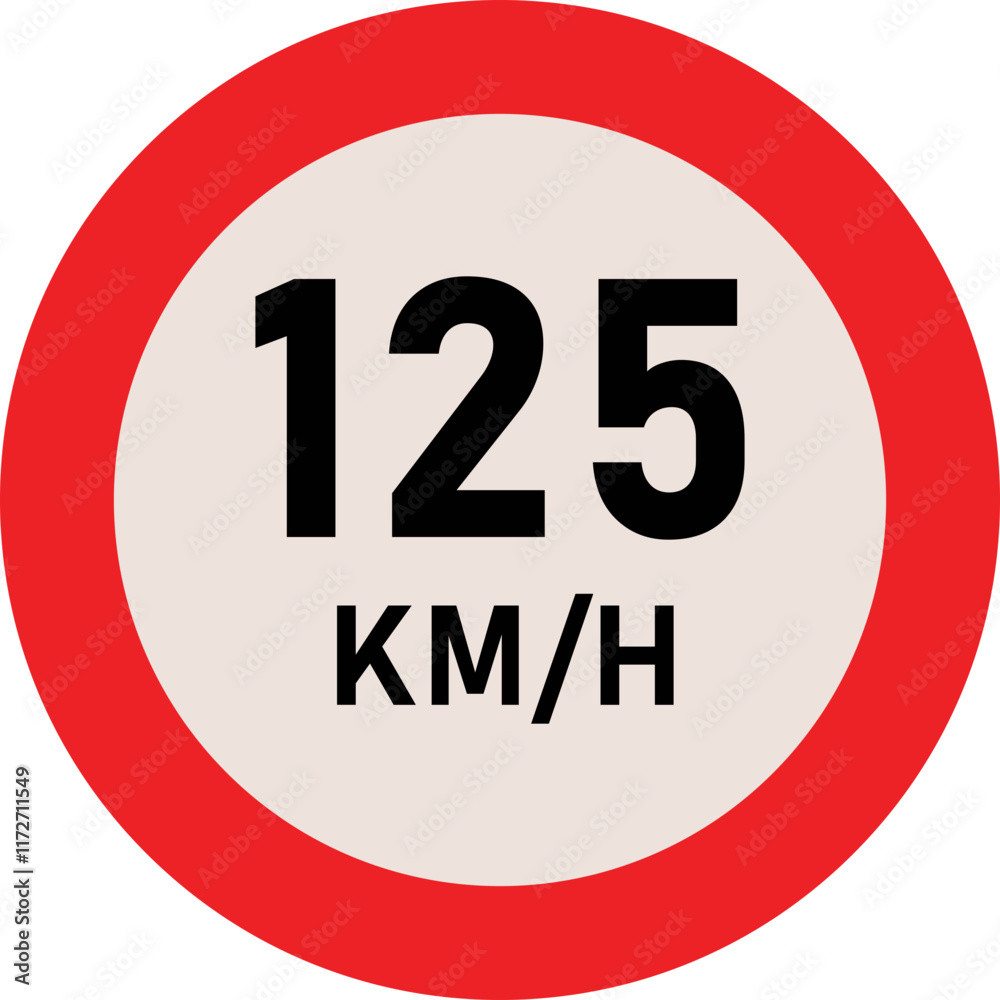 125 Kilometer Speed Limit Sign 125 Kilometer Speed Limit Sign