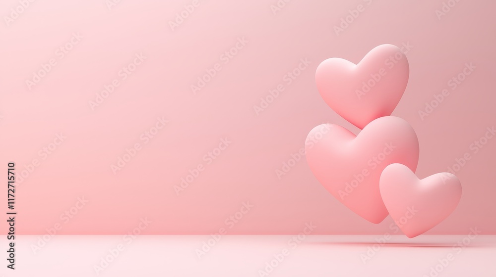 Pink Heart-Shaped Objects on Minimalist Pastel Background for Valentine's Day Pink Heart-Shaped Objects on Minimalist Pastel Background for Valentine's Day