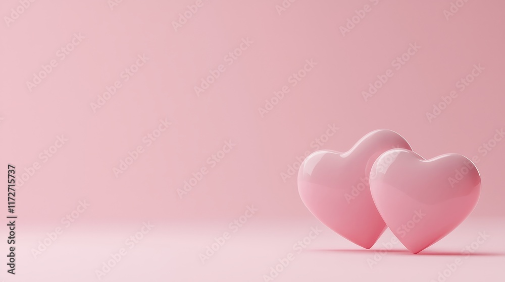 Pink Heart-Shaped Objects on Minimalist Pastel Background for Valentine's Day Pink Heart-Shaped Objects on Minimalist Pastel Background for Valentine's Day