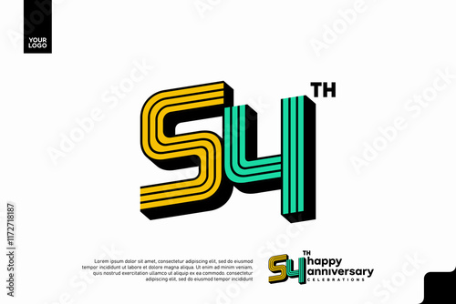 Number 54 logo icon design, 54th birthday logo number, anniversary 54 photo