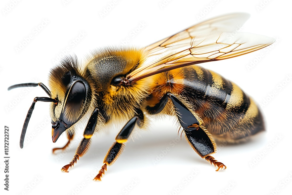 A Captivating Close-Up of a Honey Bee with Intricate Details Isolated in Vibrant Lighting
A Captivating Close-Up of a Honey Bee with Intricate Details Isolated in Vibrant Lighting