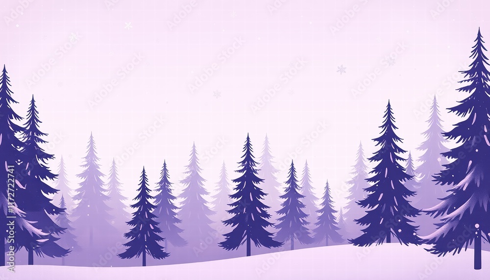 Fototapeta premium Winter forest landscape with snow-covered trees and a festive holiday theme