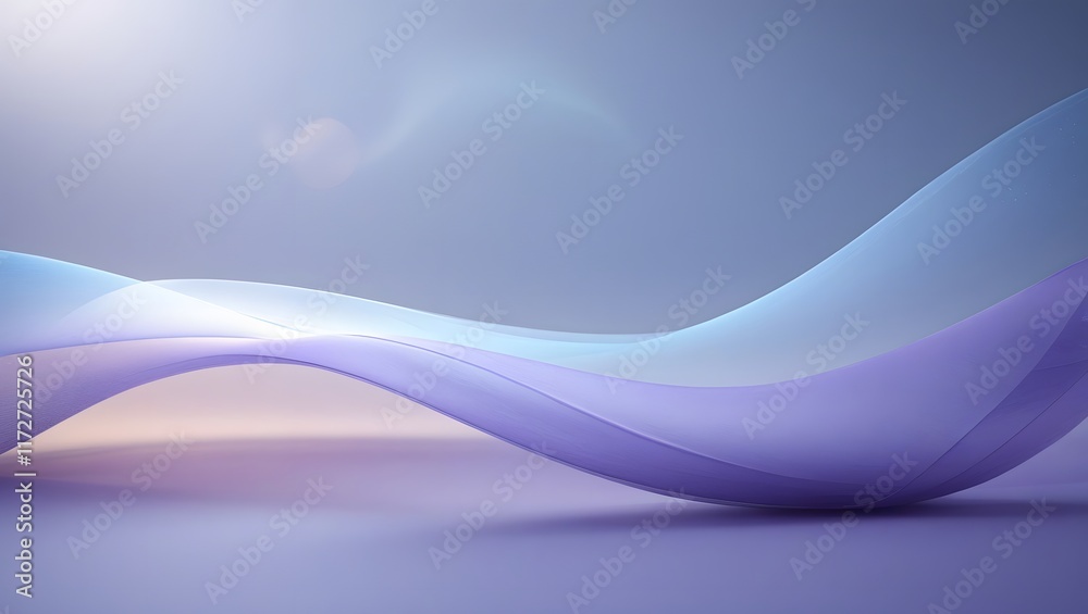 Abstract pastel wave pattern with gentle curves and a gradient of lavender, light blue, and white. A peaceful and versatile background for presentations, social media, or digital artwork.