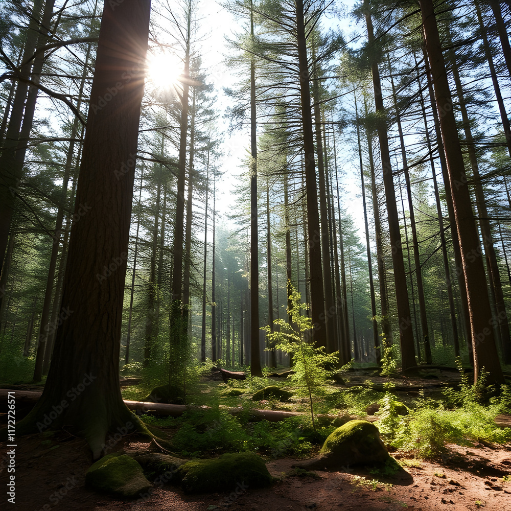 Obraz premium Peaceful Forest Stream in Summer