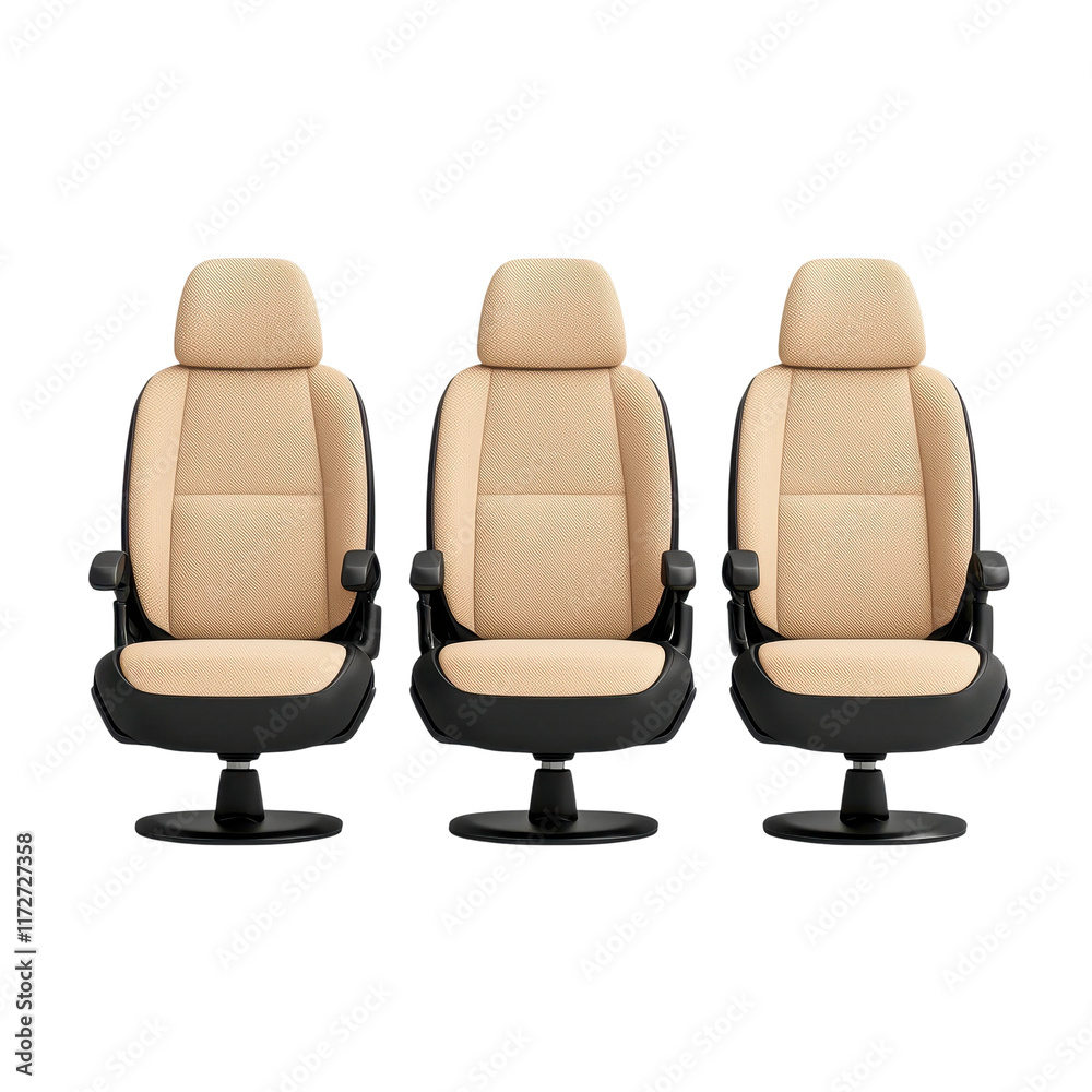 Fototapeta premium Modern Car Seats in Beige and Black Fabric