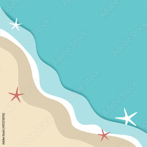 Underwater scene with colorful coral reefs and fish. Cartoon style. Bright blue background. Concept of marine life. Vector illustration