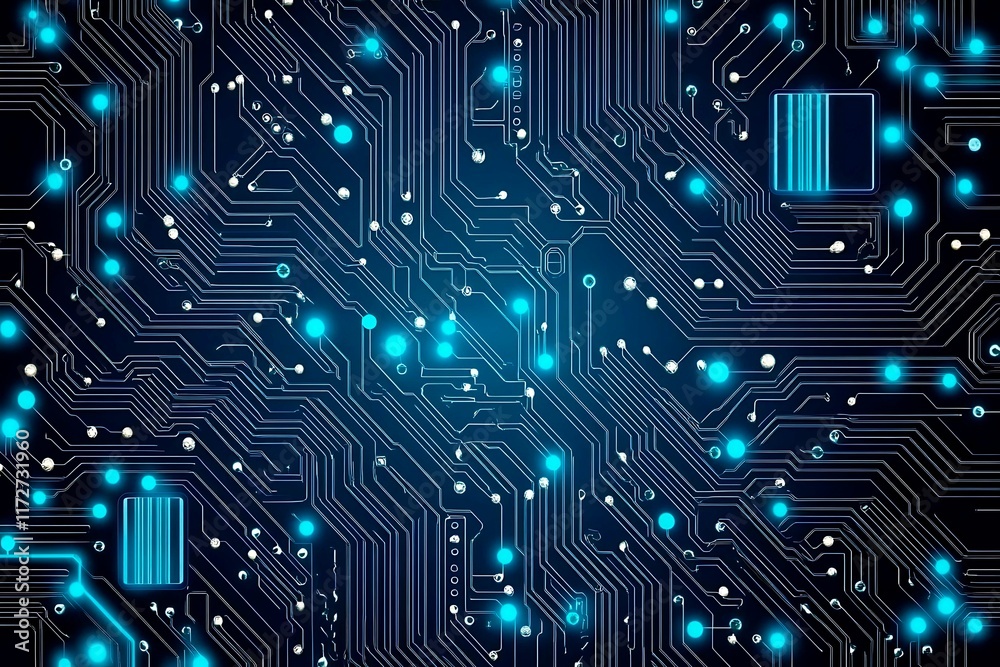 Abstract close-up of a glowing blue digital circuit board, showcasing intricate connections and technological design on a black background.
Abstract close-up of a glowing blue digital circuit board, showcasing intricate connections and technological design on a black background.