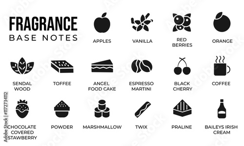 Vector icons base notes fragrance perfume