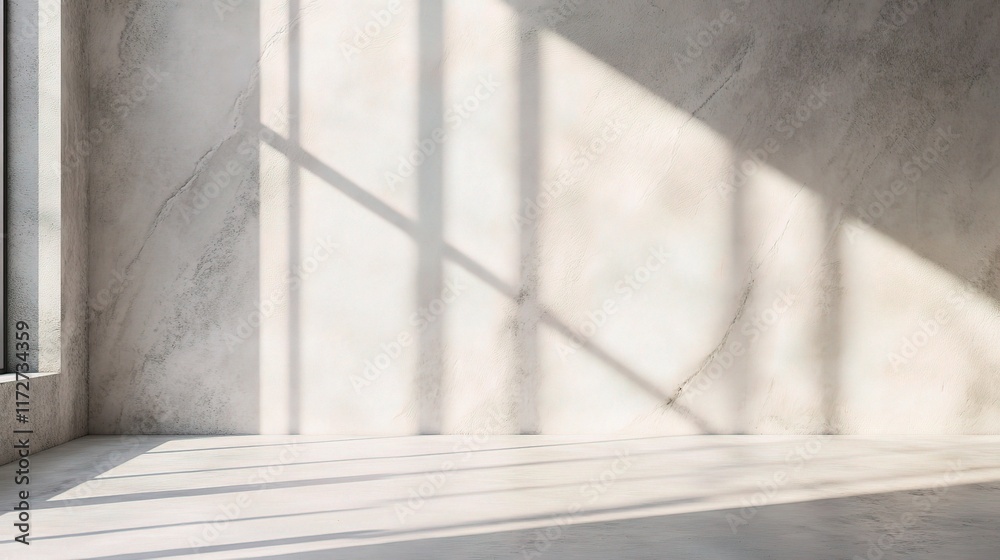 Fototapeta premium Bright and Spacious Empty Room with Light Walls and Shadows